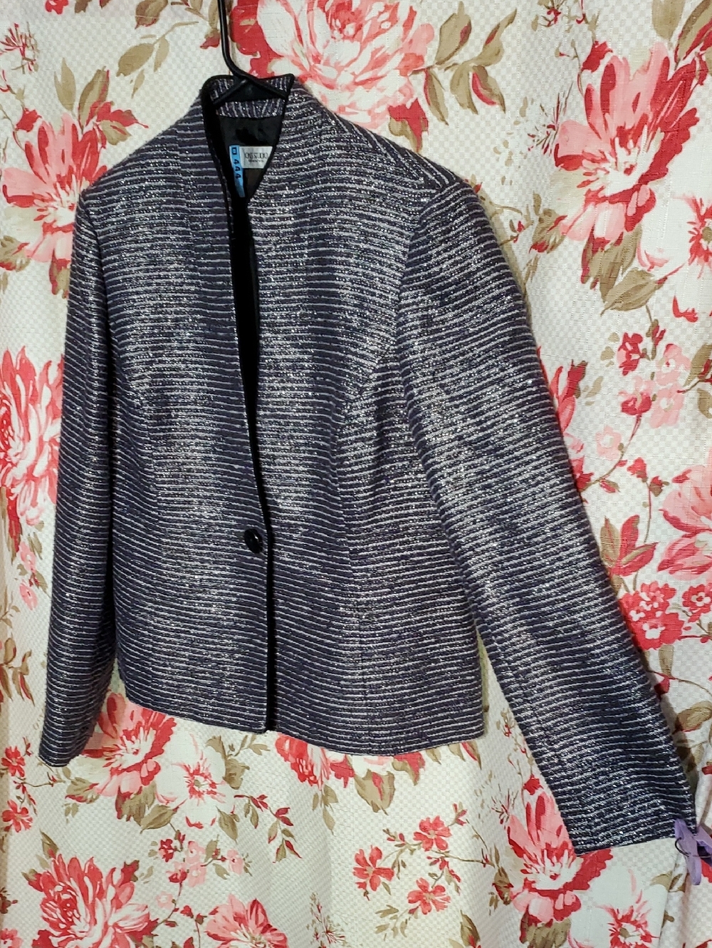 Jones Studio Purple and White Textured Tweed Blazer 8